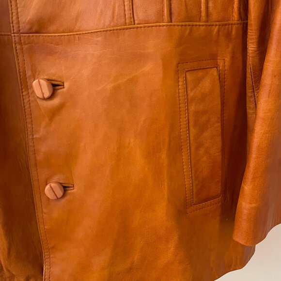 1970s True Vintage Californian Mens/Unisex Leather Jacket Size 42 Retro Western - Picture 6 of 12